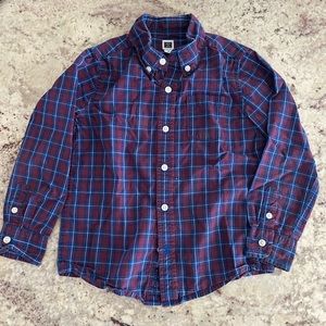 Janie and Jack 4T Boys Button Down Dress Shirt maroon and blue plaid